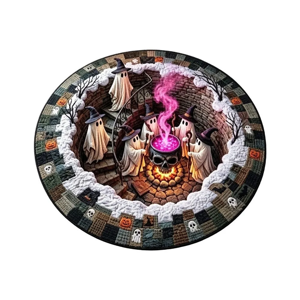 Crystal Velvet Optical Illusion Doormat Round Shape 3D Visual Effect Round Floor Mat Anti-Slip Backing Door Rug