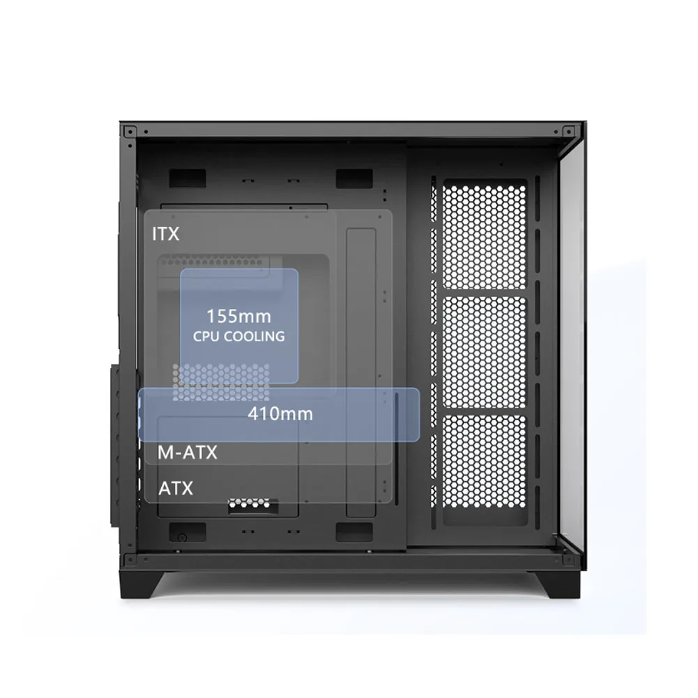 حافظة كمبيوتر شخصي هيكل كمبيوتر ألعاب كامل البرج مع 270 °   زجاج مقسى بانورامي، حقيبة استضافة للكمبيوتر المكتبي للألعاب #4