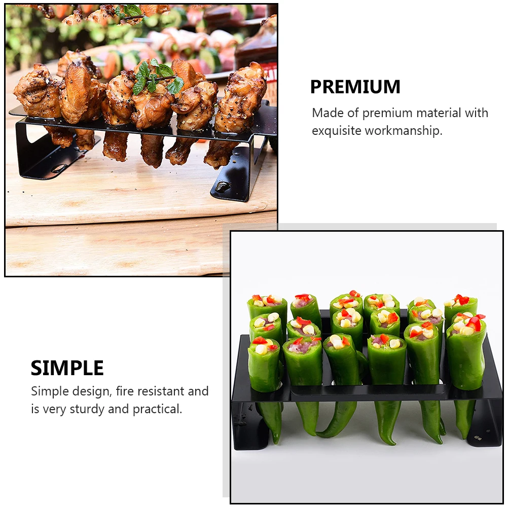 

Non-Stick Chili Grill Rack Stainless Steel Roasting Chicken Leg Drumstick BBQ Wings Pepper Barbecue Fire Resistant Sturdy Home