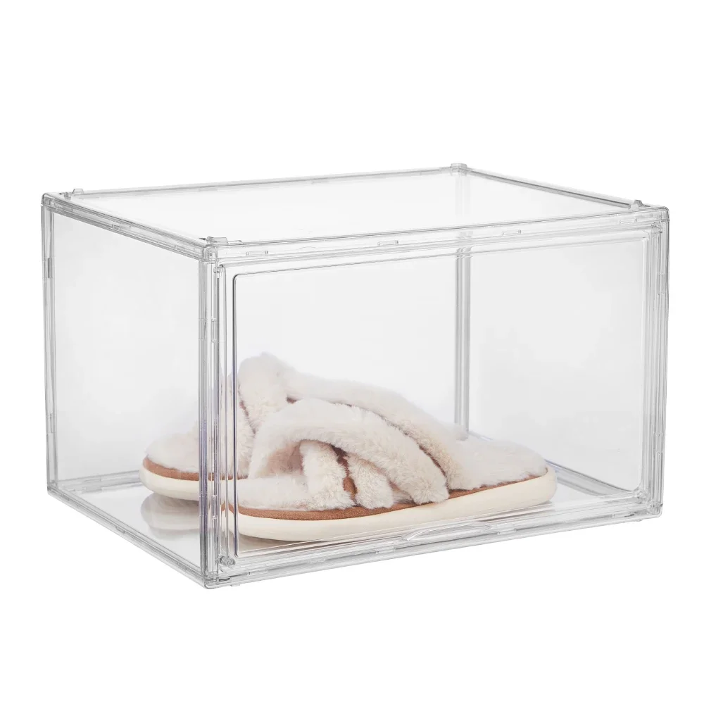 

Customizable Dustproof Transparent Shoe Storage Box Magnetic Side Opening Sneakers Shoe Cabinet