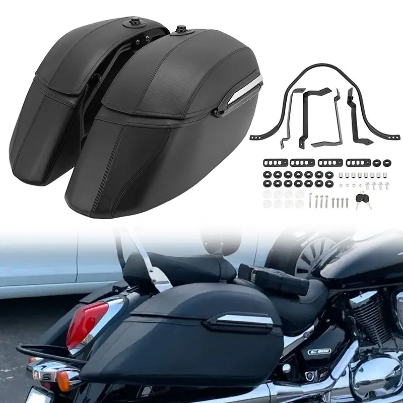 

Universal Motorcycle Classic Hard Bags Saddlebags Heavy Duty Mounting Kit Black For Harley Touring Softail For Suzuki For BMW