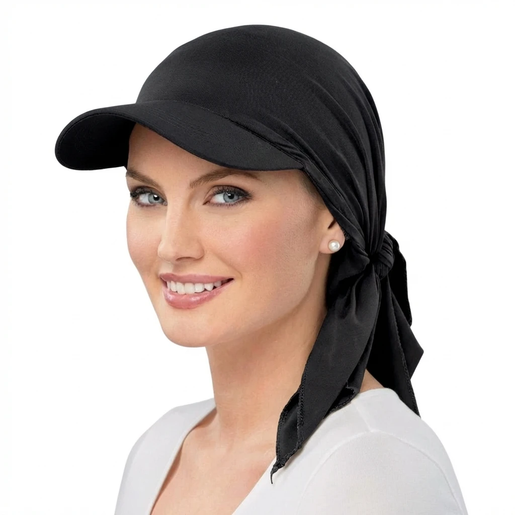 Chapéu Turbante Clássico Feminino de Cor Sólida, Chapéus de Sol com Aba Curvada, Boné de Beisebol, Chapéus de Sol, Lenço para a Cabeça