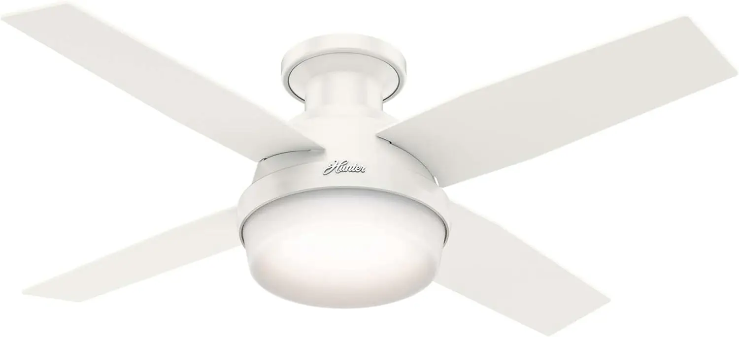 

Hunter Fan Dempsey Low Profile Indoor Ceiling Fan with LED Light and Remote Control, Metal, Fresh White, 44 Inch