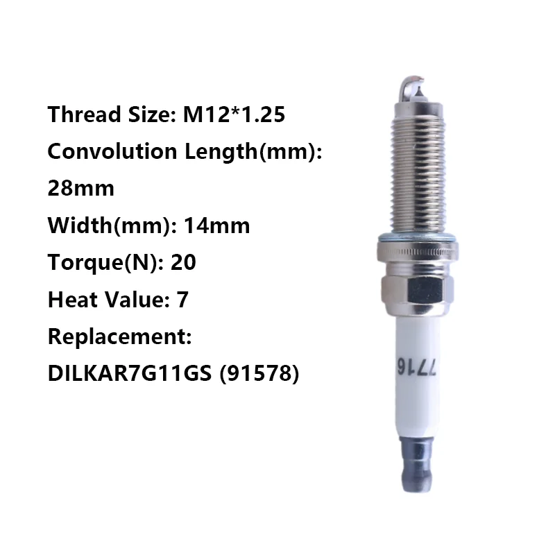 

THREEON 1/4/6pcs LD7RTCI(7716) Iridium Spark Plug For Honda Accord Fit Mazda Replace DILKAR7G11GS (91578) M12*1.25 Semi-threaded