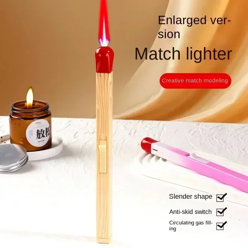 New Super Long Luminous Matchstick Lighter Butane Torch Inflatable Lighter Household Aromatherapy Kitchen Gadgets Daily（No Gas）