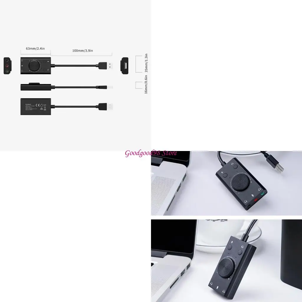 

External USB Sound Card For Microphone Earphone With 3 Port Output Sound Adjustable External For Computer Accessories