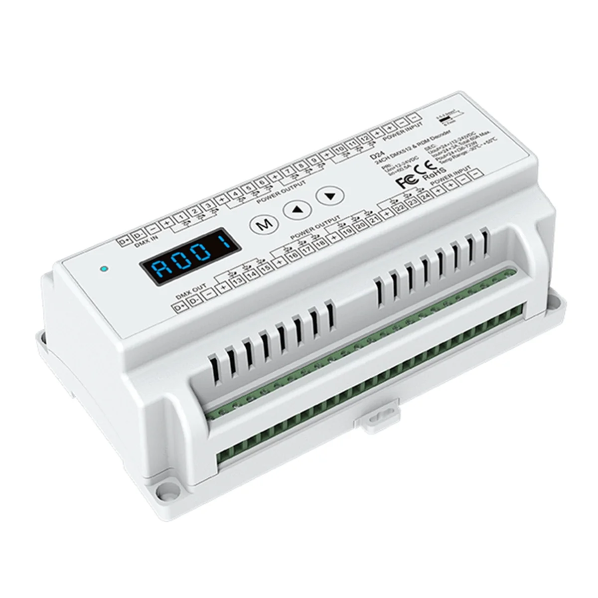 SUPER HOT D24 DC12-24V 24 Channel RGB DIN Rail DMX512 Controller RGB LED Strip