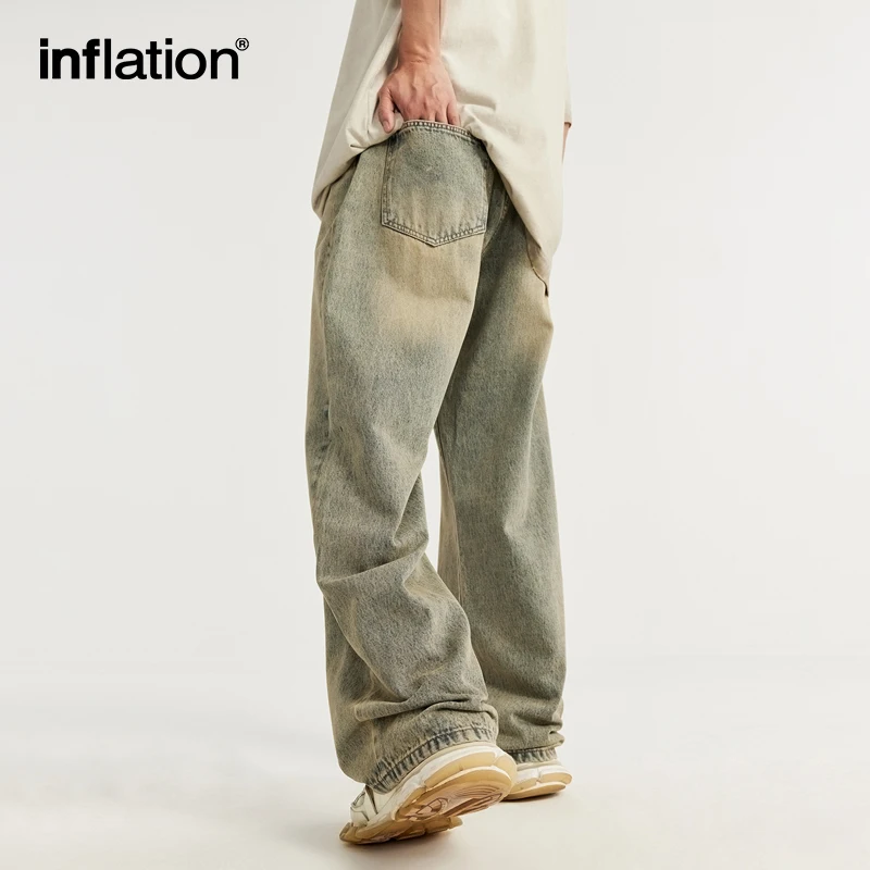 INFLATION-pantalones vaqueros desgastados para hombre, Jeans informales de pierna recta