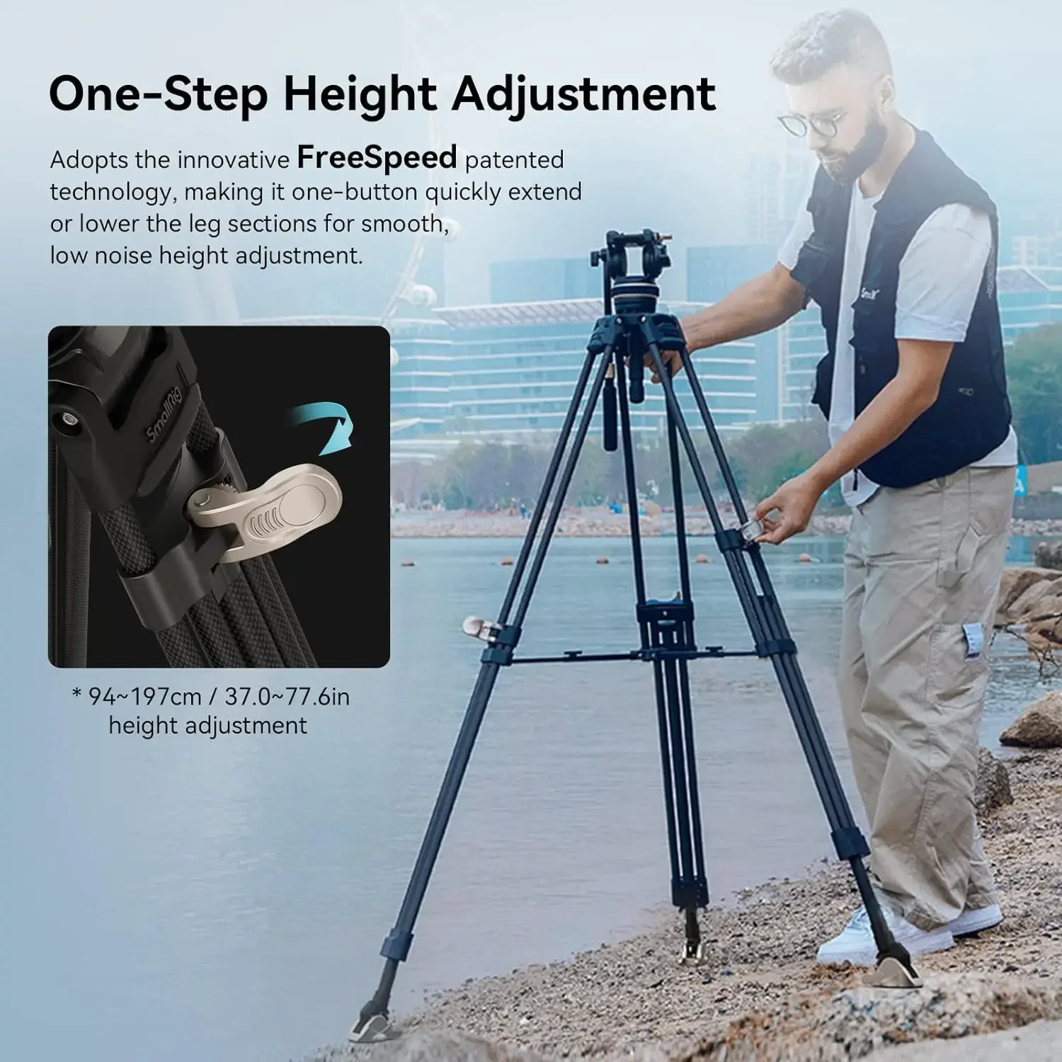 Small Rig AD-100 FreeBlazer Heavy-Duty Carbon Fiber Tripod Video Tripod with One-Step Locking System 3989