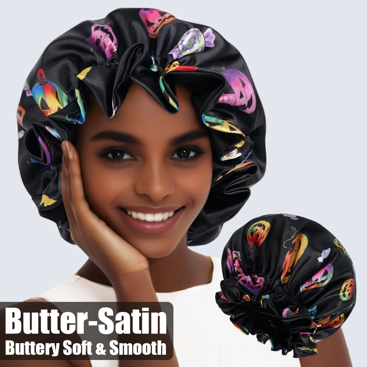 Adjustable Satin Y2K Sleep Cap for Women with Wide Hairband 