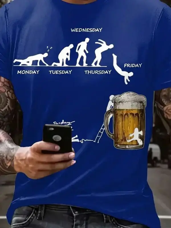 

round Ne Sports Fitn Print ort Sve Men's T-irt Breathable Loose Fit Summer Casual Wear 3D Effect Animal Pattern