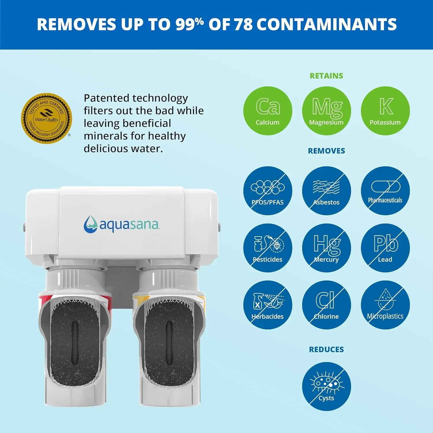 Aquasana 2-Stage Under Sink Water Filter System - Kitchen Counter Claryum Filtration - Filters 99% Of Chlorine - Chrome Faucet