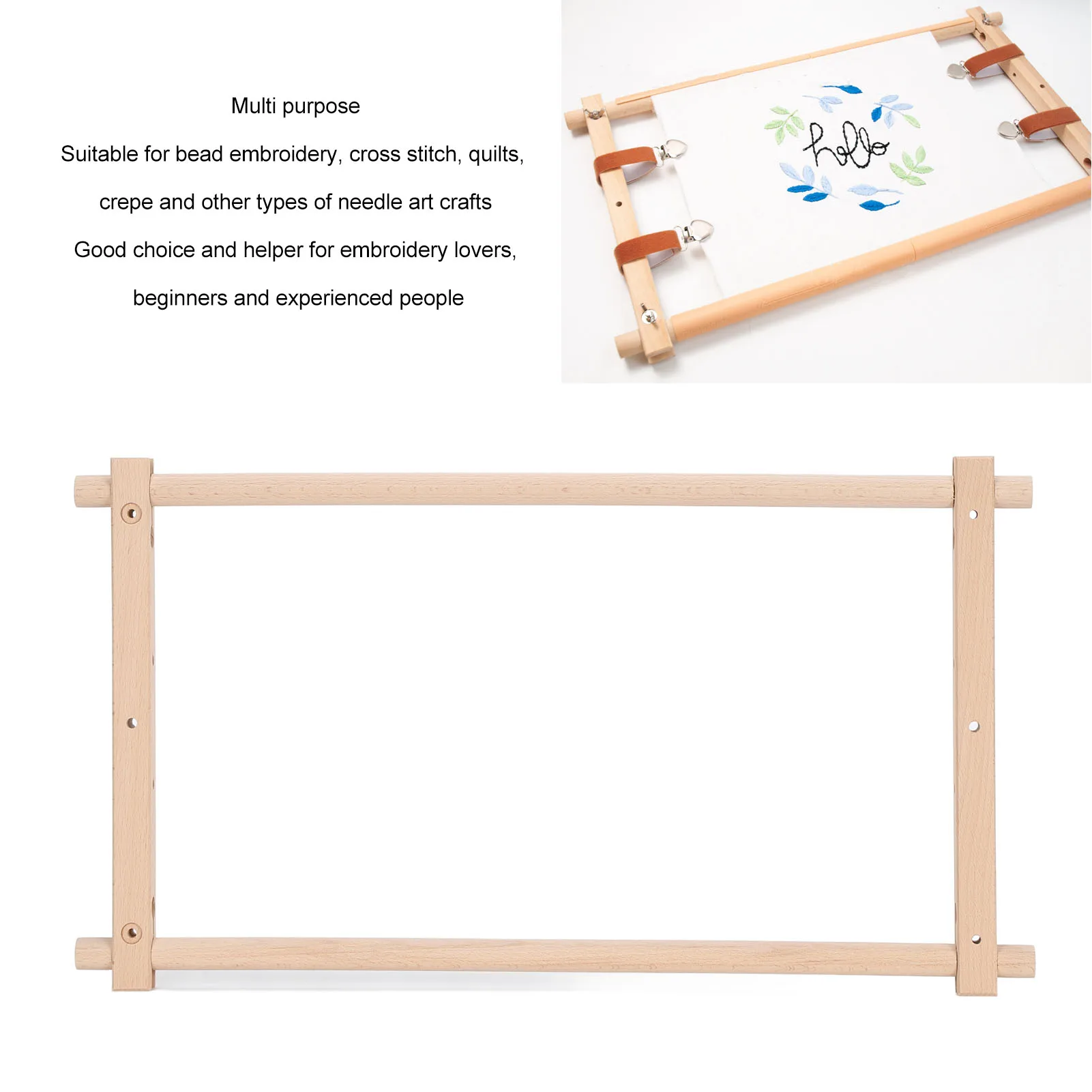 Cross Stitch Frame Rectangular Removable Wood Needlework Stretcher Frame Quilting Hoop Stand For Needlepoint Embroidery Tapestry