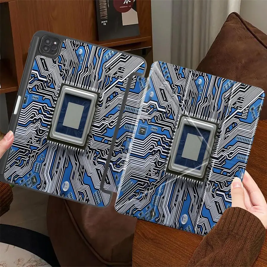 

Tablet Case For iPad Pro 11th 10th 9th 8th 7th 12.9inch Air 4 5 M3 M2 M4 11inch Mini 6 7 Pro 2025 Holder Cover Blue Retro