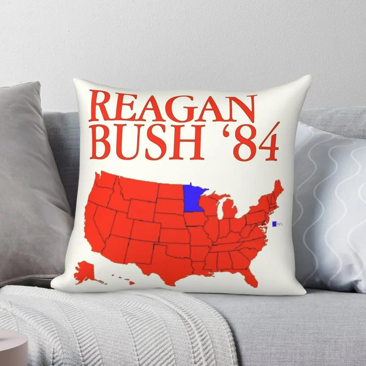 Reagan Bush Red Blue Election Map Square Pillowcase Polyester Linen Velvet Printed Zip Decor Pillow Case Bed Cushion Cover
