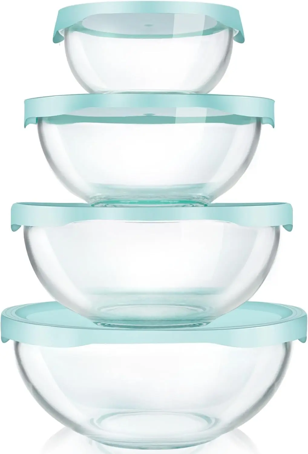 

Набор из 4 прозрачных стеклянных мисок для смешивания с крышками, складывающиеся для экономии места, можно мыть в посудомоечной машине, подходят для выпечки и приготовления еды.