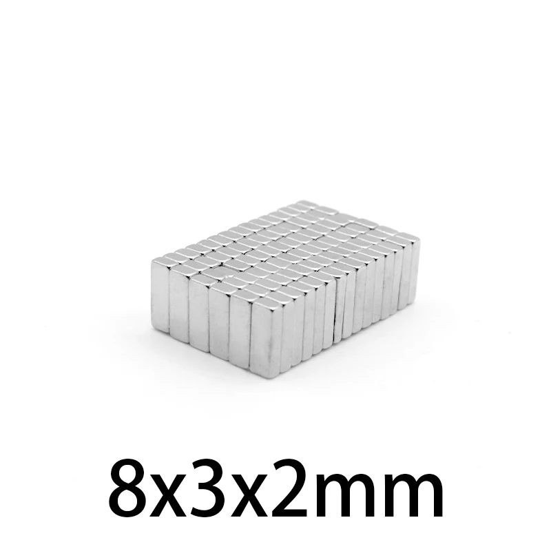 8x3x2mm Block Powerful Magnets 8mmX3mmX2mm Sheet Magnet 8x3x2mm For Home Refrigerators, Offices DIY 8*3*2mm