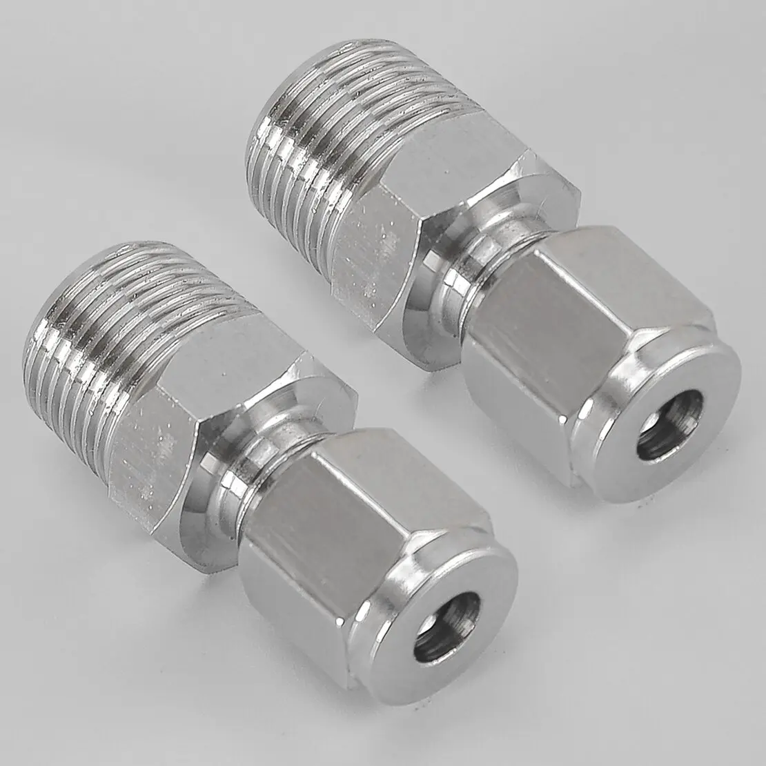 

2pcs 304 Stainless Steel Compression Tube Pipe Fitting Male Connector NPT3/8"-Φ6mm