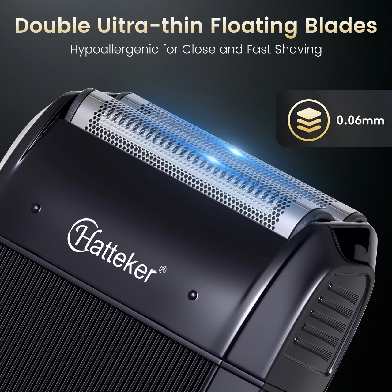 Hatteker Oil-Head Whitening Electric Razor Barber Shop White Light Bald Head Shaver for Men Home Use Dual-Foil Reciprocating