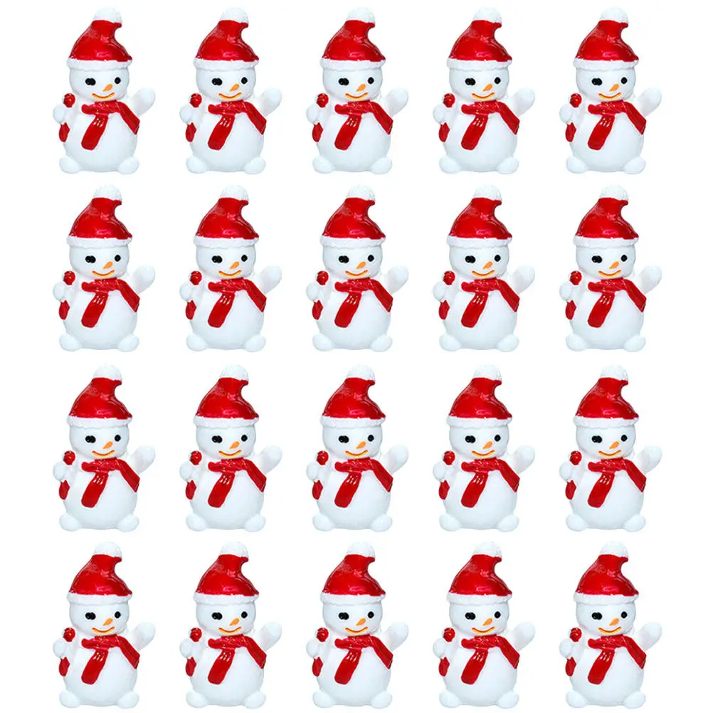 

50 шт. миниатюрных статуэток снеговиков из смолы: лаконичный и стильный дизайн, изысканные детали, красивые цвета, идеально подходят для использования внутри и снаружи помещений, на Рождество.