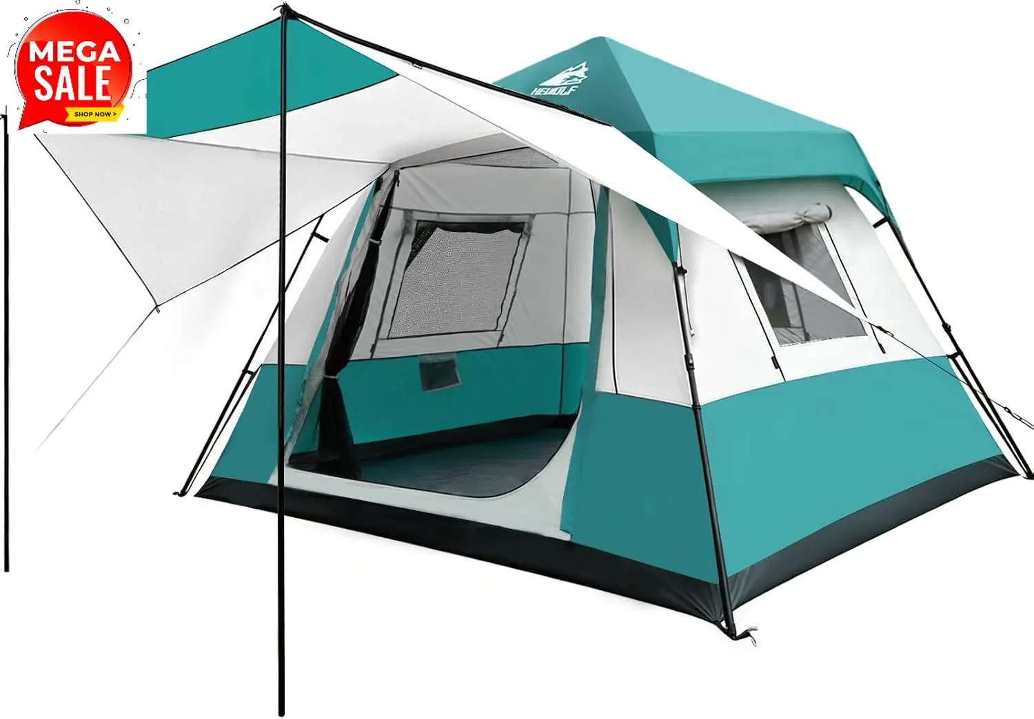 Instant Tent for 4-6 Person Camping, Waterproof Easy Pop Up Tent Sets Up in 60 Seconds for Family Outdoor Hiking & Backpacking