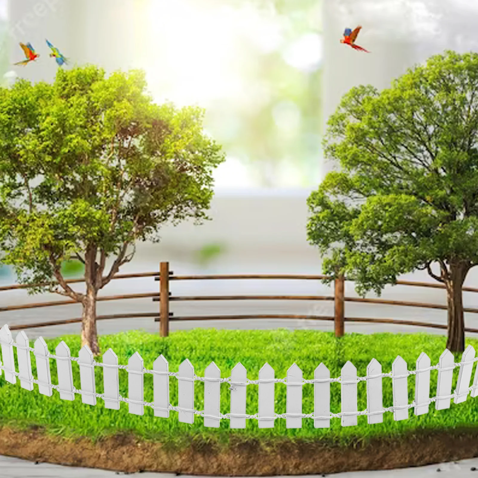 

Mini Wooden Fence for Succulent Plants Decorative Small Garden Edging Realistic Modeling DIY Micro Landscape Accessories