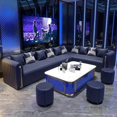 Night ktv light luxury sofa booth coffee table combination bar clear bar UL type corner box family European sofa - view 5