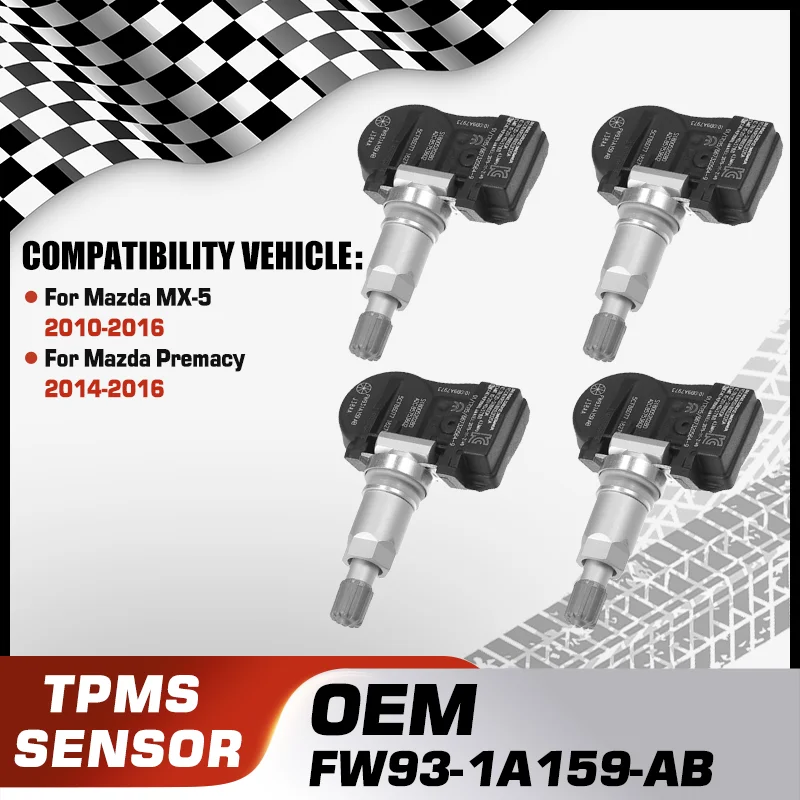 

For Mazda MX-5 2010-2016 Mazda Premacy 2014-2016 TPMS Tire Pressure Sensor Monitoring System FW93-1A159-AB GX63-1A159-AA 433 MHz