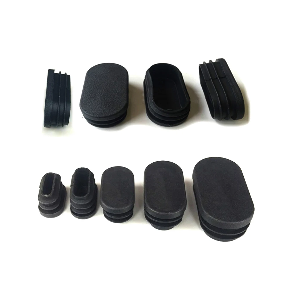 5/10Pcs Black Oval Plastic Pipe Plug Ellipse Blanking End Cap Tube Plugs Non-slip Chair Leg Caps For Furniture Legs Protectors