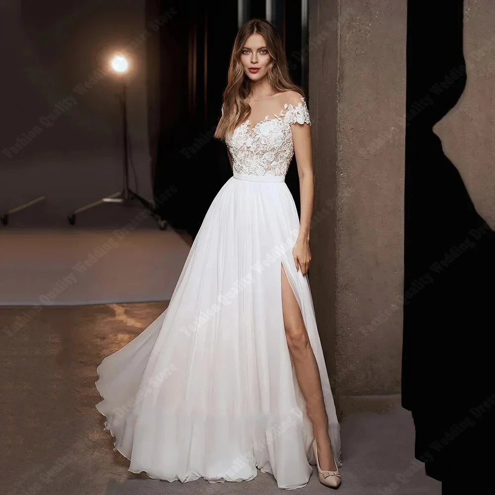 2024 Smooth Tulle Women Wedding Dresses Shining Lace Printing Bridal Robes High Quality Mopping Length Princess Vestido De Novia