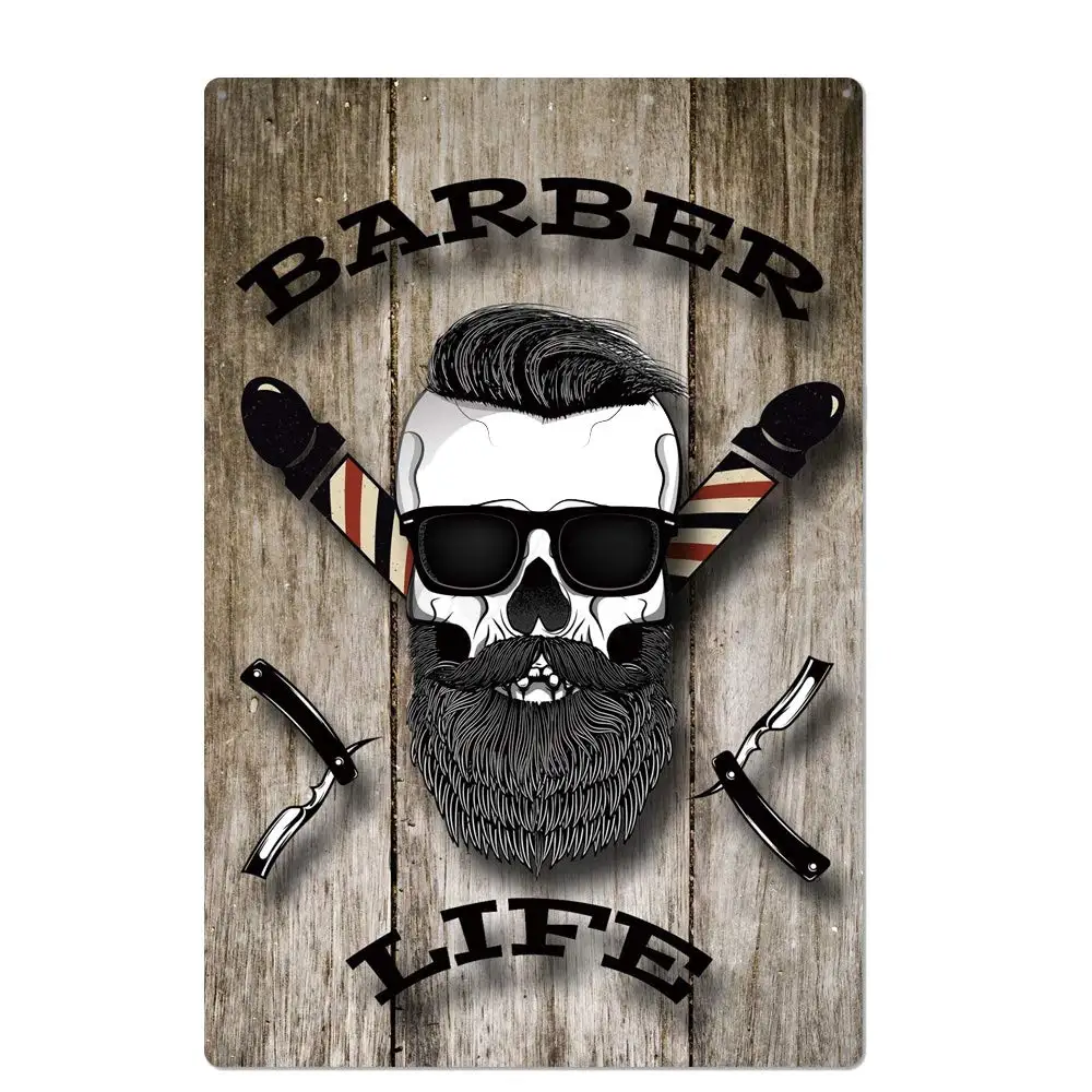 Retro Design Life Tin Metal Signs Wall Art | Thick Tinplate Print Poster Wall Decoration for Barber Shop