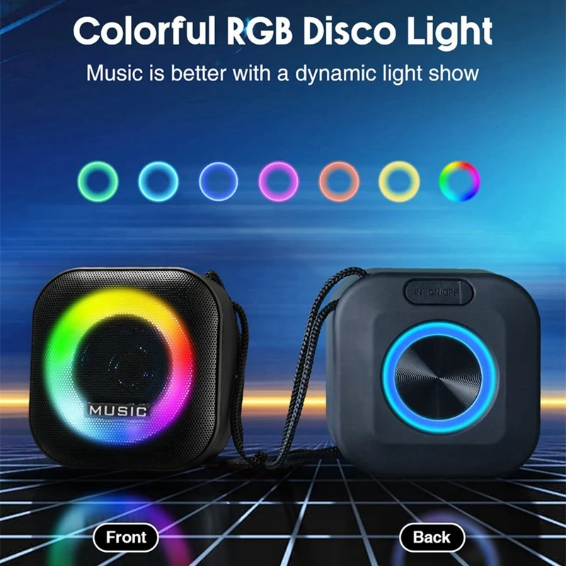 Portable Bluetooth Speaker RGB Colorful Light Waterproof Wireless Subwoofer Stereo Surround TWS Travel Speaker
