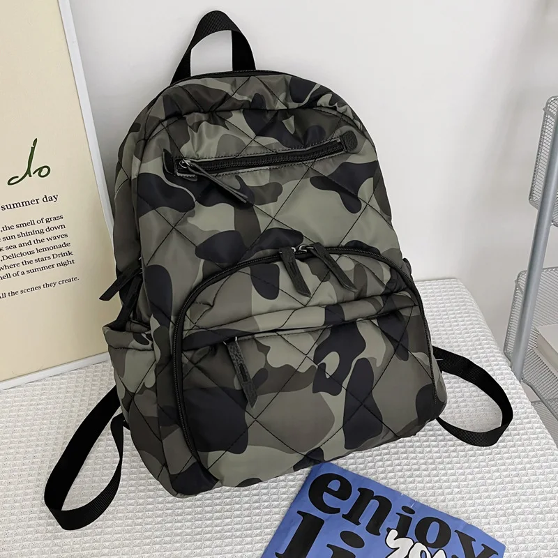 High-capacity Camo Printing Nylon Backpack For Female Casual Tote Bags For Travel Fashion Backpack For Male And Teenagers 2023