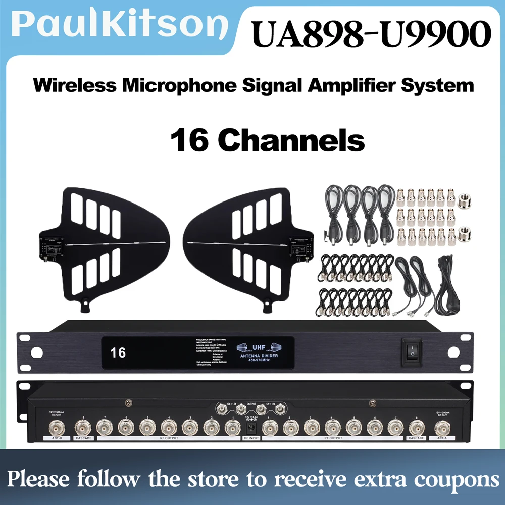Paulkitson UA898-U990 16-CL Professional Stage wireless Microphone Signal Distribution System RF Signal Distribution Antenna