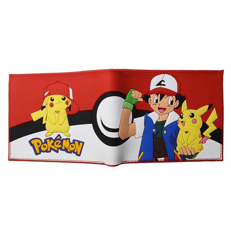 Cartoon Pokemon Wallet Pokemon Go Pikachiu Gengar Kabigon Charmander With Coin Pocket Short Purse Gift for Boy and Girls