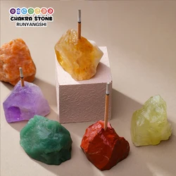 1PC Natural Crystal Amethyst Rose Quartz Raw Stone Incense Holder Irregular Ore Mineral Specimen Energy Healing Home Decor Gift