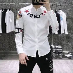 2024 New Summer Elegant Fashion Retro Loose Casual Men's Shirt Korean Style Polyester Print Solid Lapels Long Sleeve Chic Tops