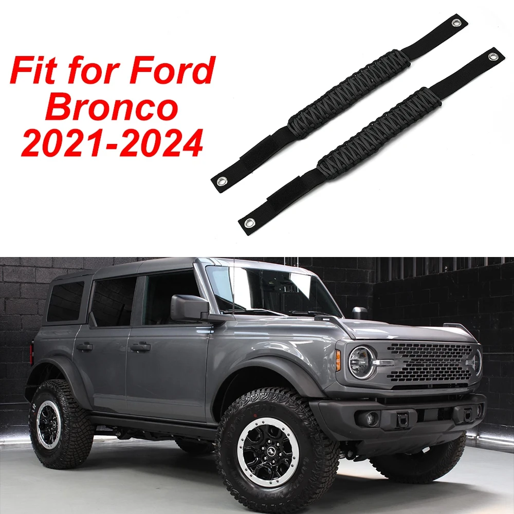 2 Pack Automotive Paracord Roll Bar Grab Handles For Ford Bronco 2001-2024 Grab Handles Interior Accessories