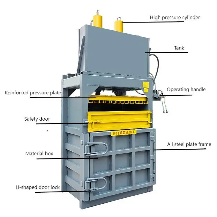Wast Plastic Bottle Compactor Vertical Hydraulic Cardboard Carton Pressing Box Baling Press Waste Paper Baler Machine for Sale view 3