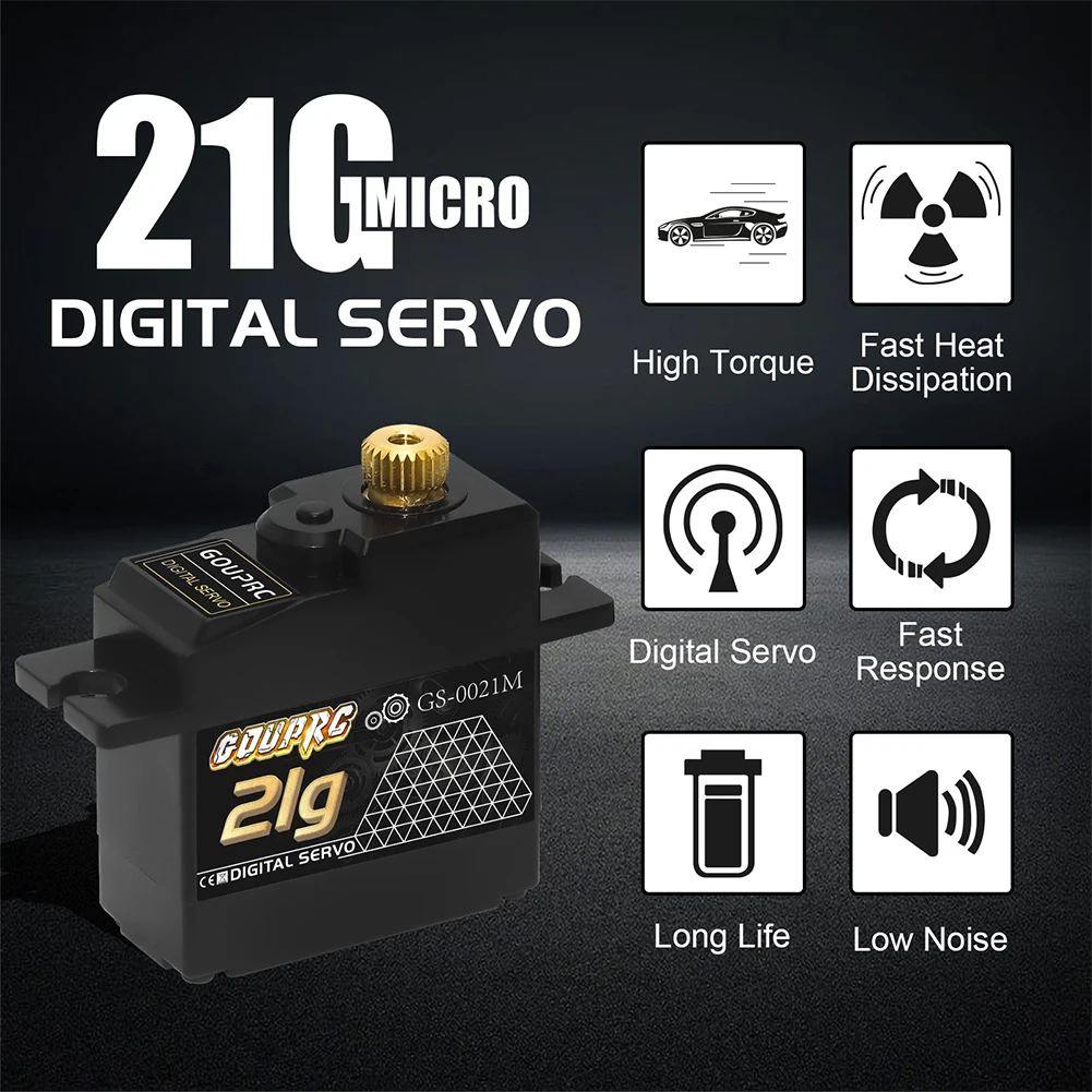 21G Waterproof RC Digital Micro Servo with 25T Servo Horn Metal Gear Servo for 1/14 1/16 1/18 RC Crawler Car Boat Airplane