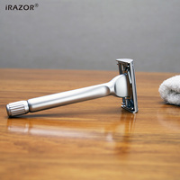 iRAZOR New Heavy Butterfly Design Double Edge Safety Razor with 10pcs Original Blade Refills for Men Reusable Grooming Gift Set
