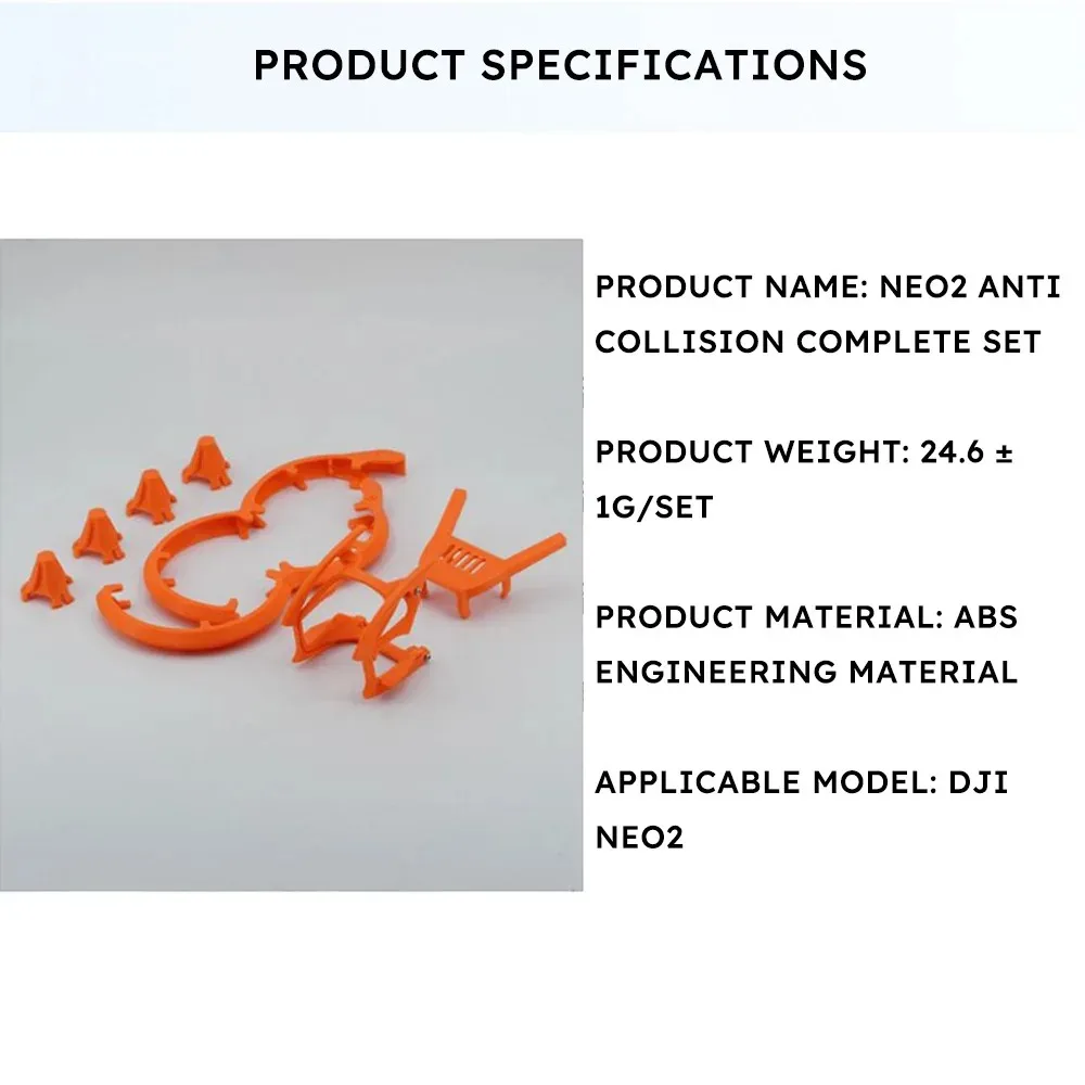 Zestaw ochronny do DJI Neo 2, drukowany w 3D z materiału ABS, pełna ochrona, zawiera skrzydło stabilizujące, lekka konstrukcja. — zdjęcie produktu 3