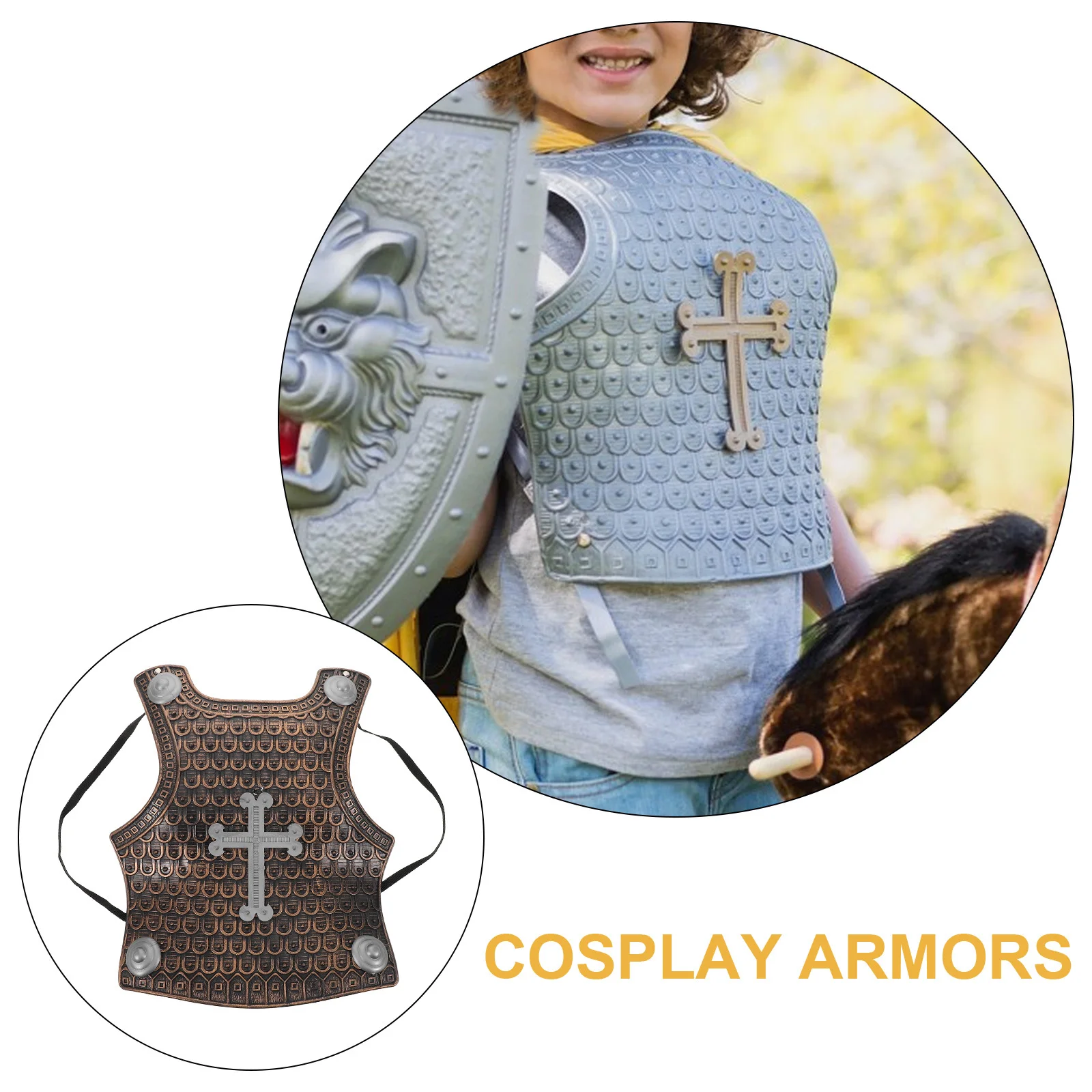 Starożytna rzymska zbroja - rekwizyt dla dzieci, kostium do odgrywania ról, wygodna plastikowa kamizelka, gra imprezowa, cosplay, akcesorium do kostiumu żołnierza.