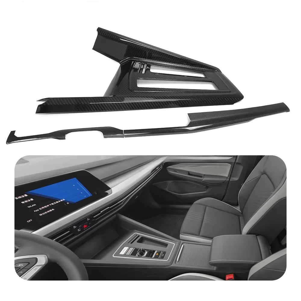 

4Pcs Car Interior Center Console Dry Carbon Fiber Dashboard & Center Console Panel Trim