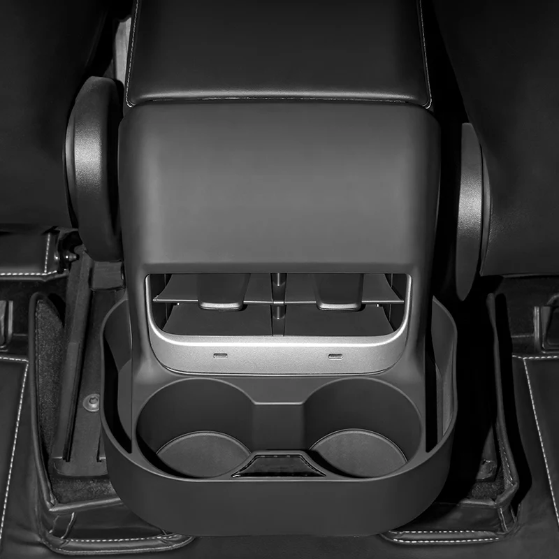 

Car Cup Holder Armrest Box Rear Air Vent Outlet Beverage Auto Mounts Holder Storage Box For Tesla Model 3 Model Y Accessories