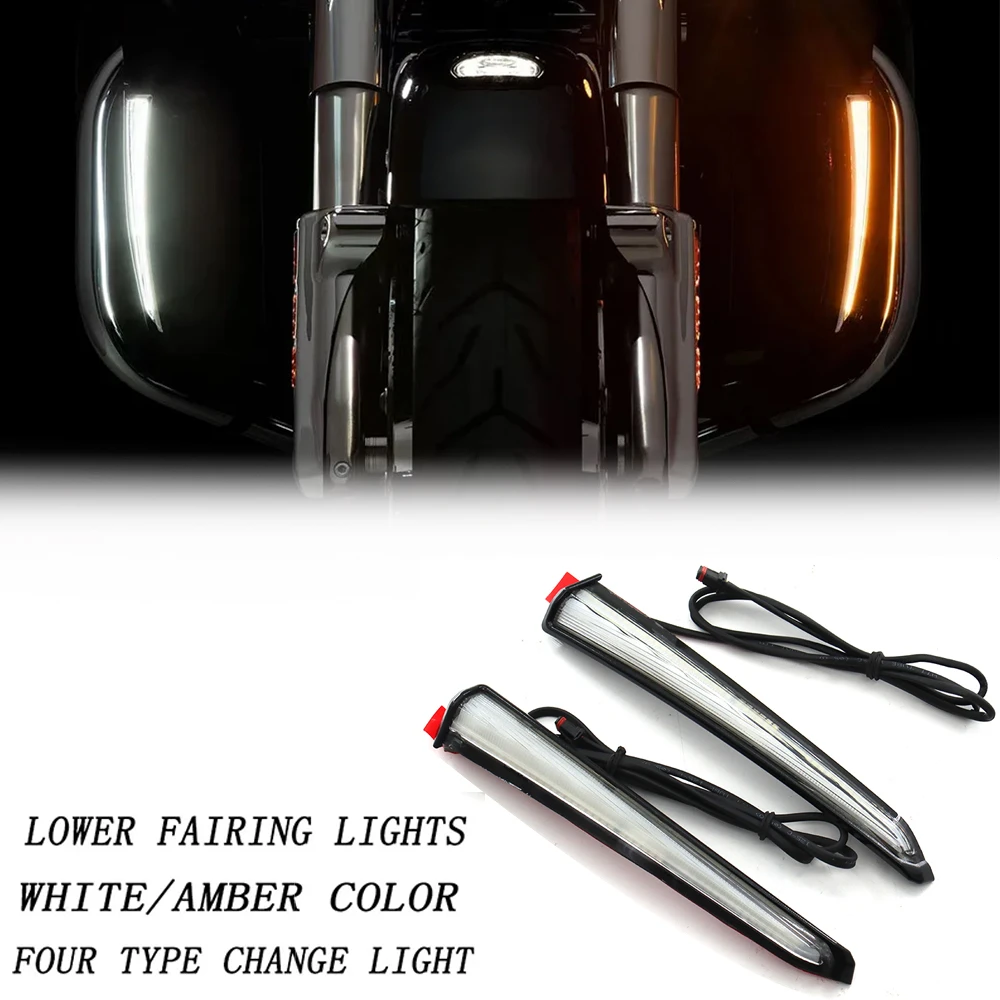 

Motorcycle LED Lower Fairing Lights Side Running Turn Signal Lamp For Harley Touring Street Electra Glide FLHTK FLTRU 14-Up