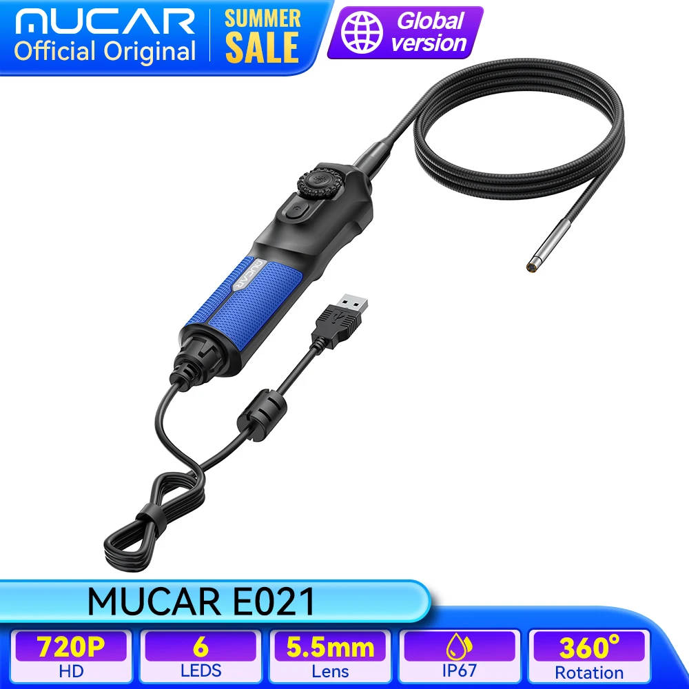 

MUCAR E021 USB Endoscope 90cm IP67 HD 6 LEDs Adjustable 5.5mm Inspection Borescope Work for 892BT VO8 VO7S