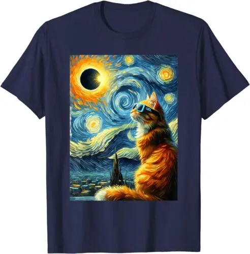 Camiseta Unisex Total Solar Eclipse 2024 April 8 Cat toality Solar Eclipse