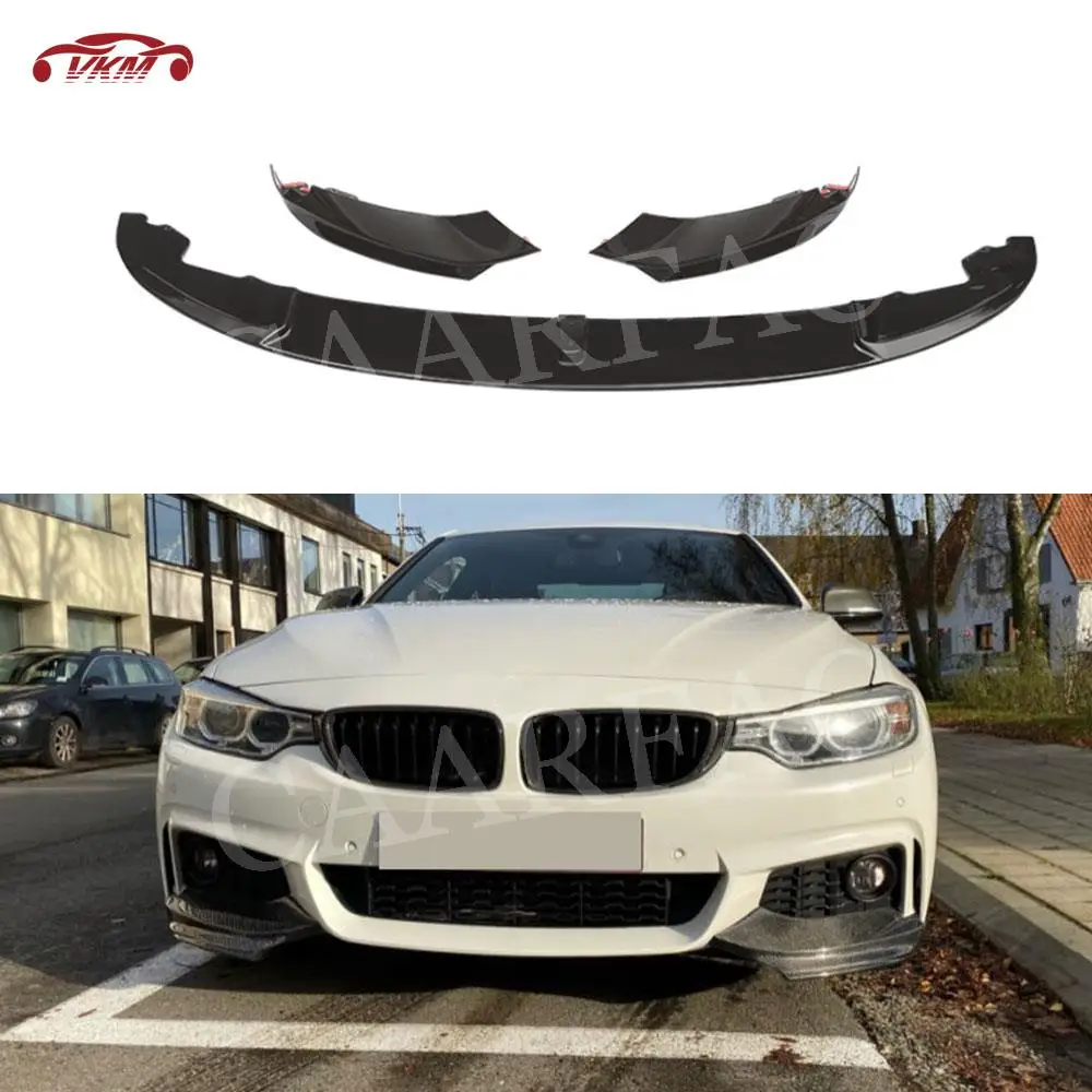 

4 series 3PCS ABS Glossy Black Front Bumper Lip Spoiler Splitters For BMW F32 F36 M Sport 2014 UP