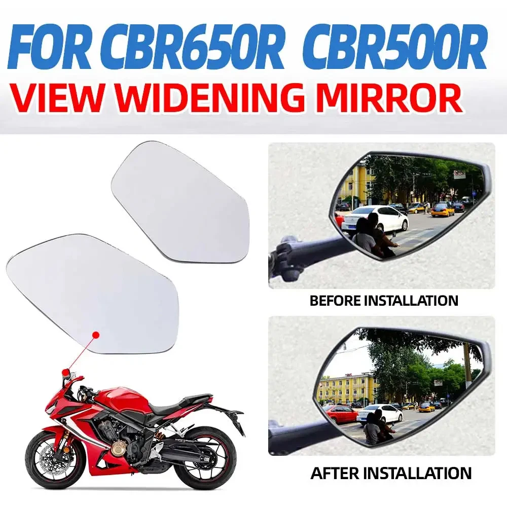 For HONDA CBR650R CBR500R CBR 650 R 650R CB 500 R Wide Angle Rearview Mirrors Side Mirror View Lens Convex Increase Vision Parts